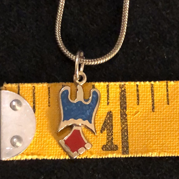 VTG 1970s Native American Pendant Necklace Turquoise/925/Stainless Steel. - Picture 8 of 8